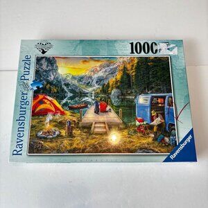 Ravensburger Premium Puzzle 1000 Pieces Calm Camping Lake Lab Mountain Sealed